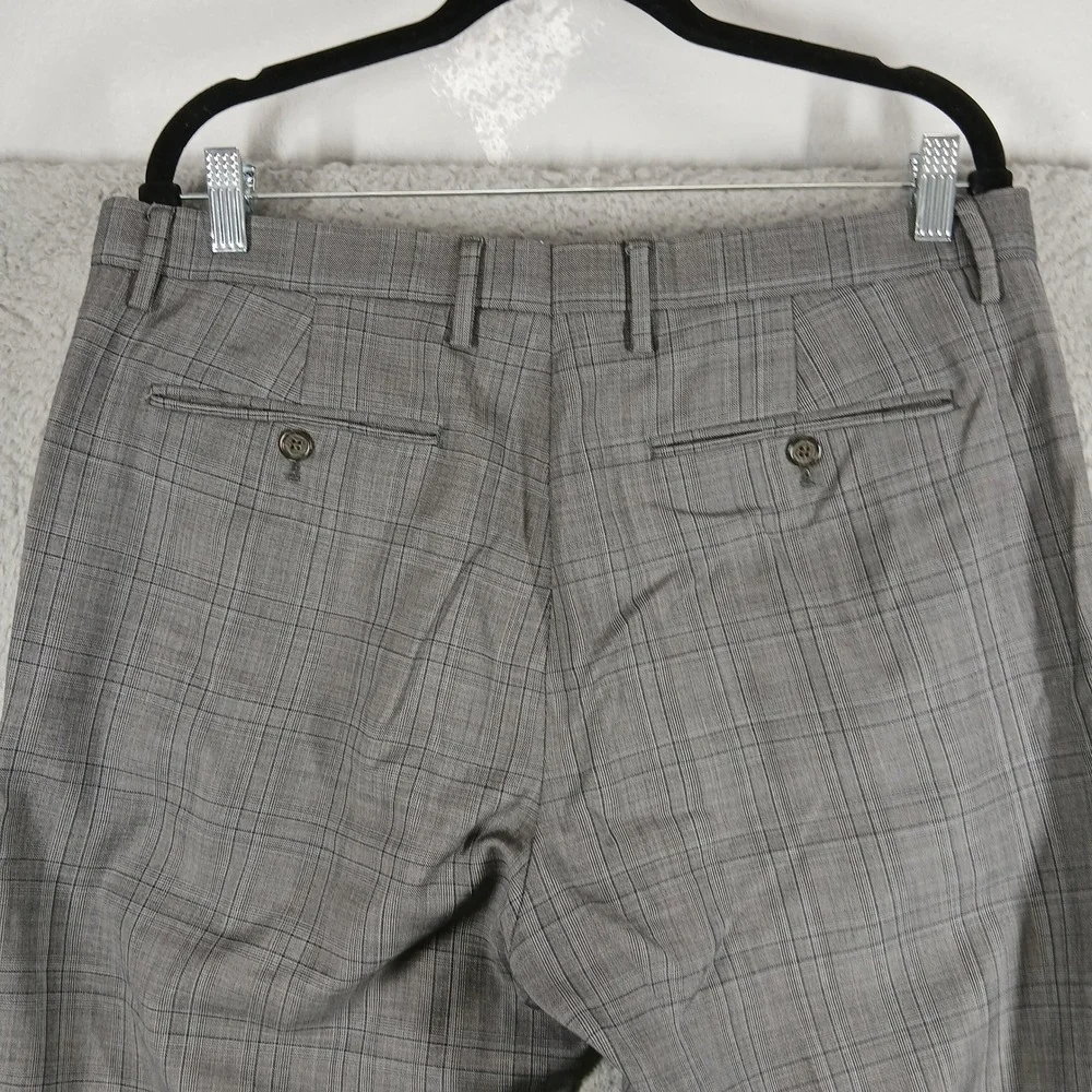 Banana Republic Pants Mens 35 Tailored Slim Fit‎ Grey Plaid Dress